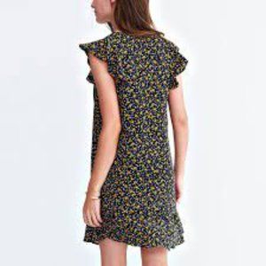 Madewell Silk Ruffle Floral Print Dress in Falling Leaves/Size12